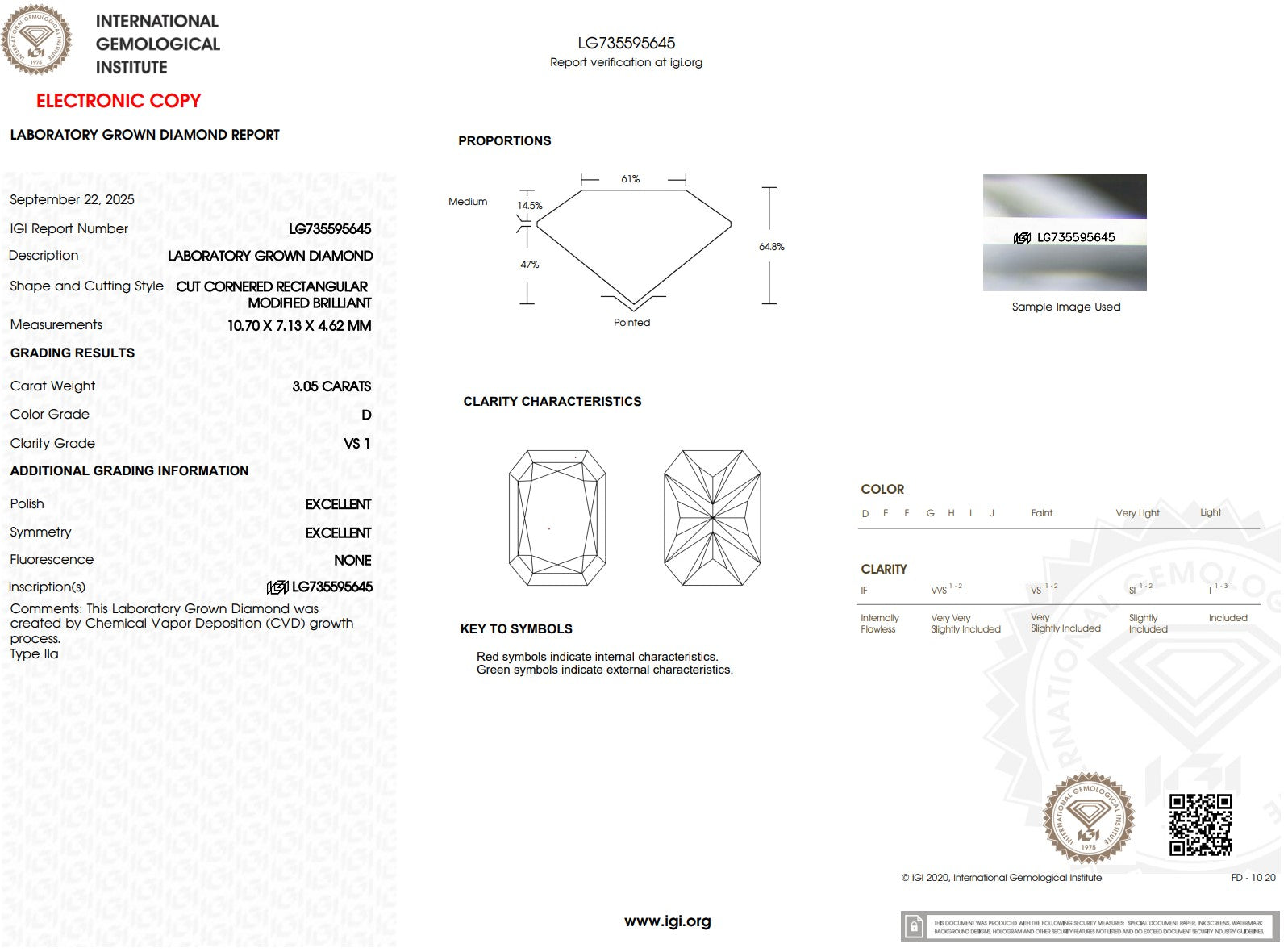 3.05ct D-VS1 Radiant Lab Diamond Rei