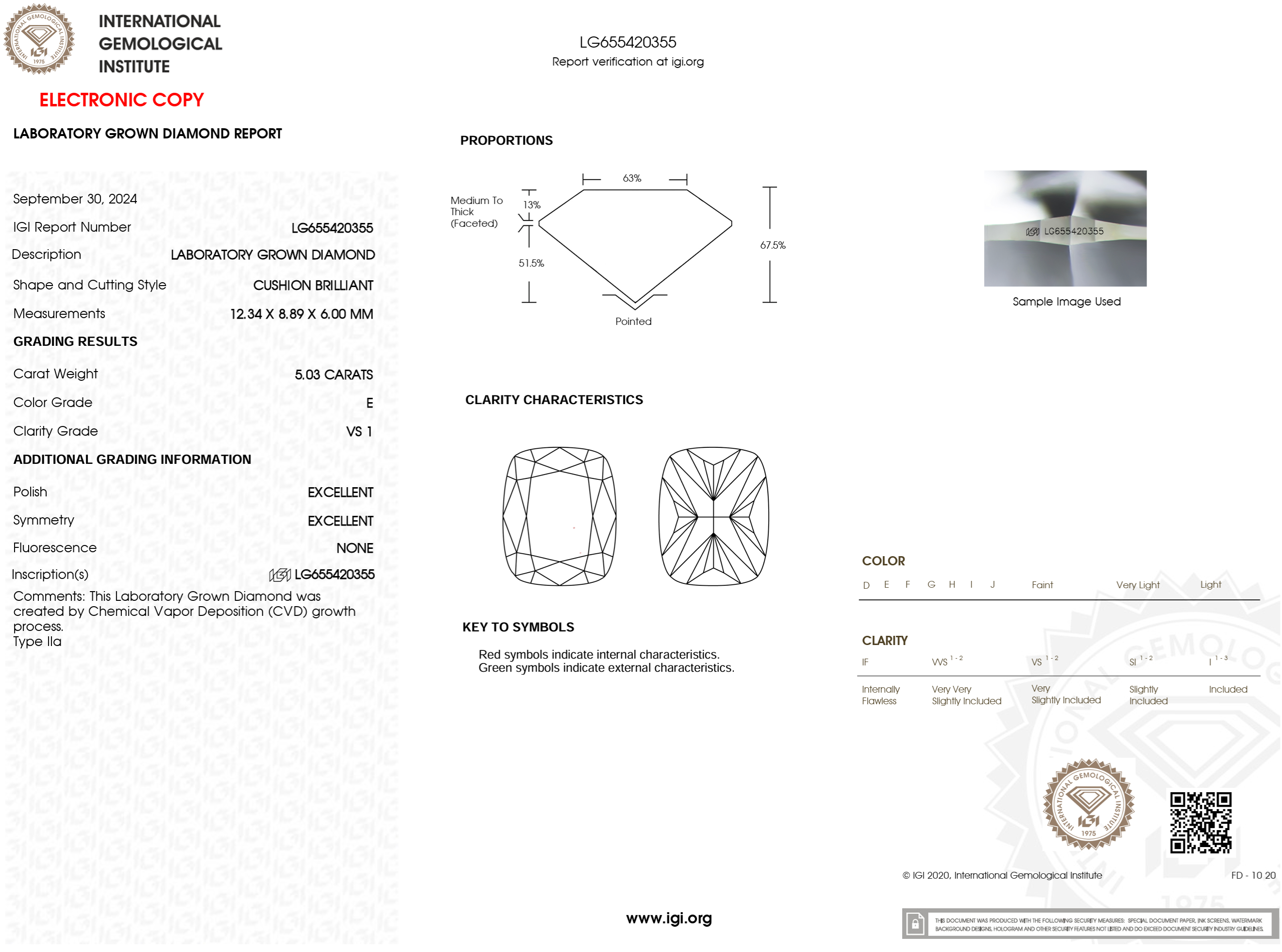 5.03 Carat E-VS1 Elongated Cushion Lab Grown Diamond - IGI (#122268)