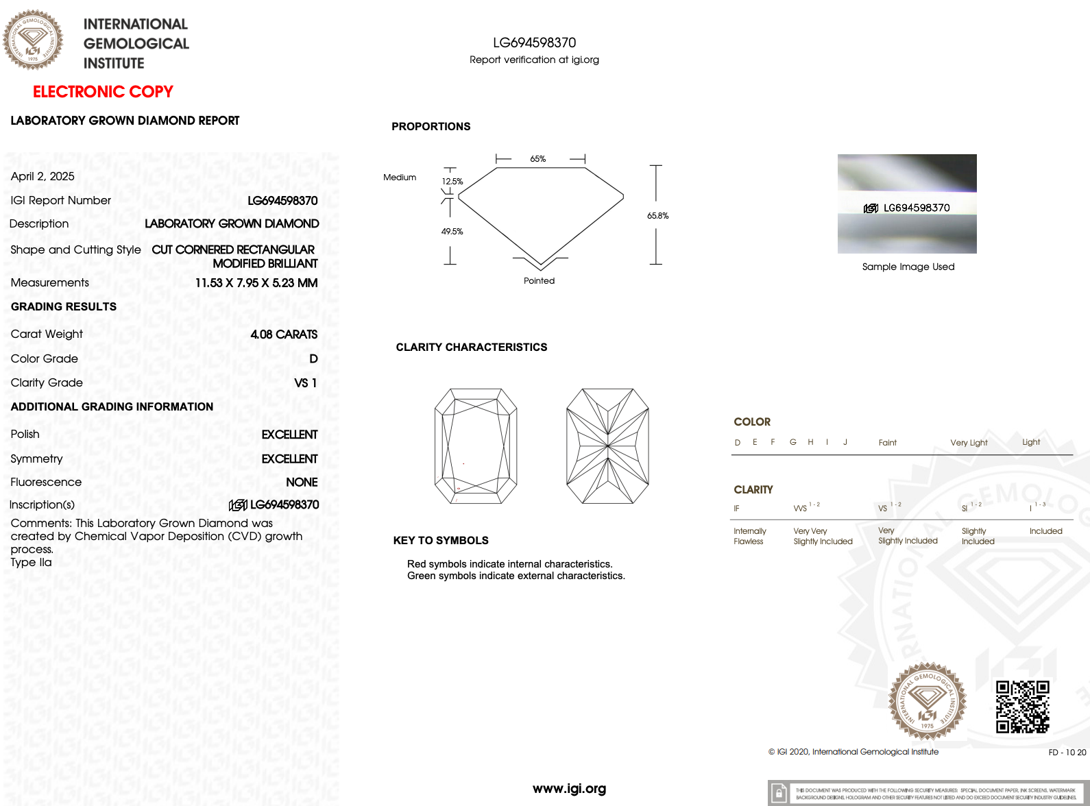 4.08ct D-VS1 Radiant Lab Diamond Stephanie