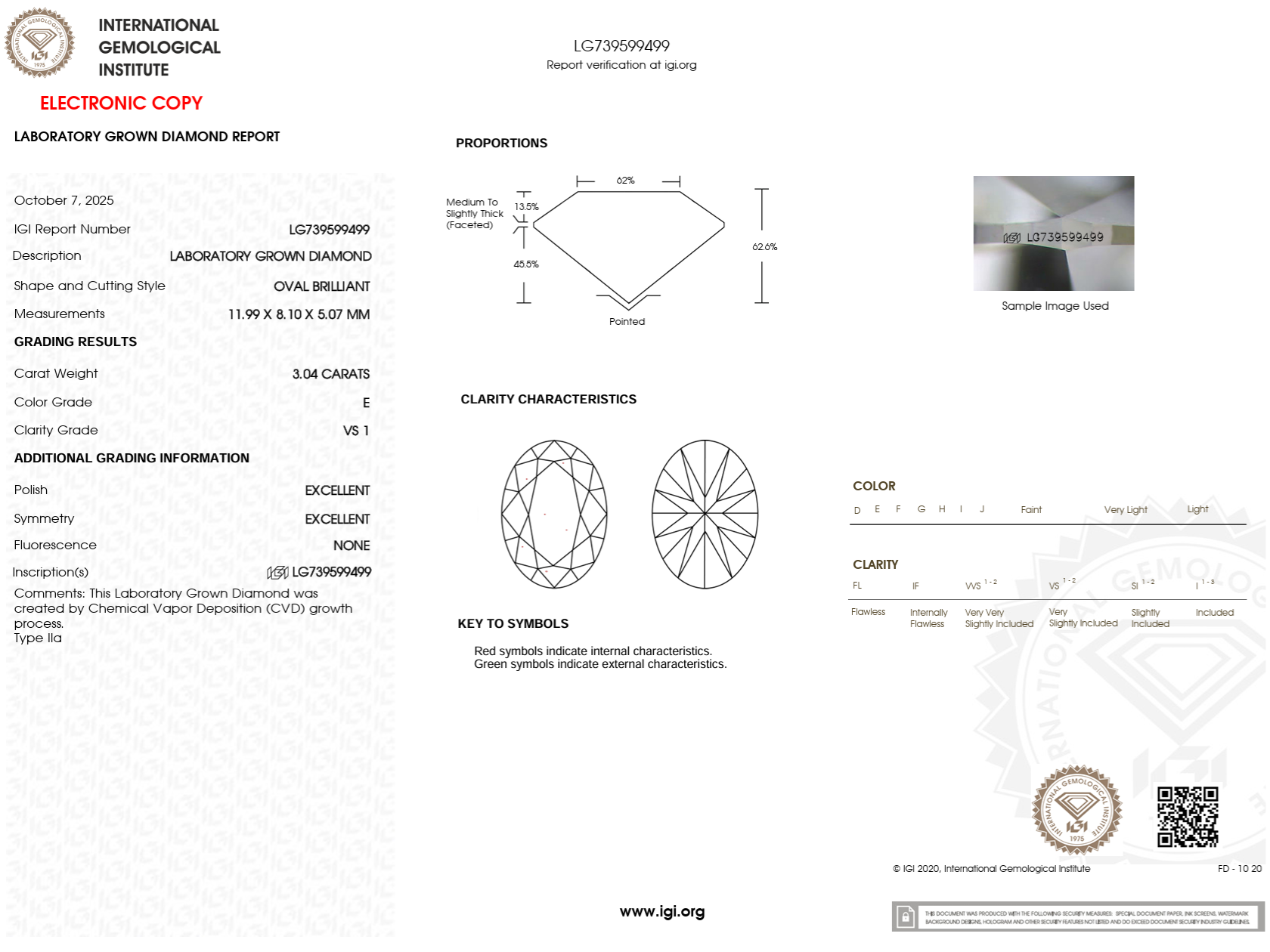 3.04 Carat E-VS1 Oval Lab Grown Diamond - IGI (#122642)