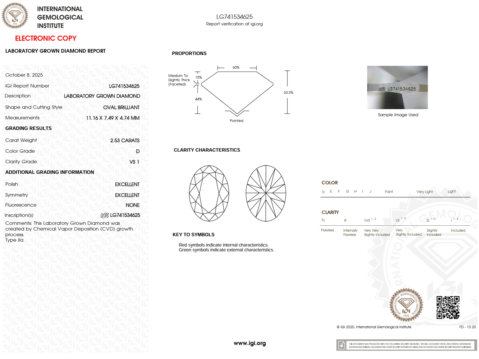 2.53 Carat D-VS1 Oval Lab Grown Diamond - IGI (#122647)