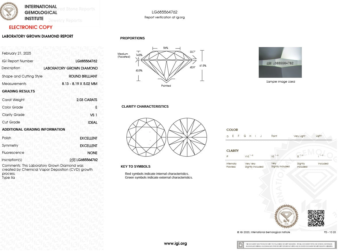 2.03ct E-VS1 Round Lab Diamond Kayla