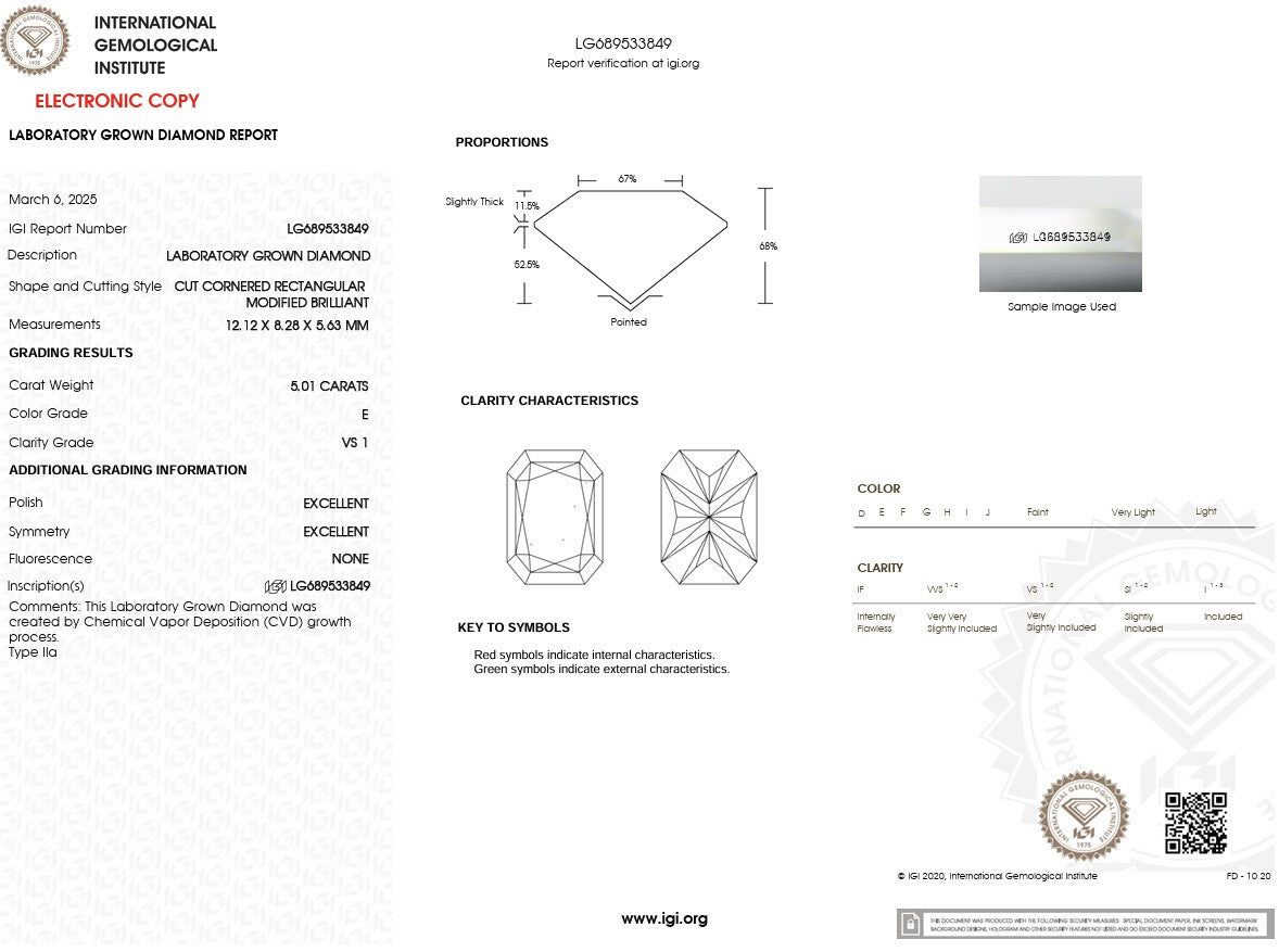 5.01ct E-VS1 Radiant Lab Diamond Alice