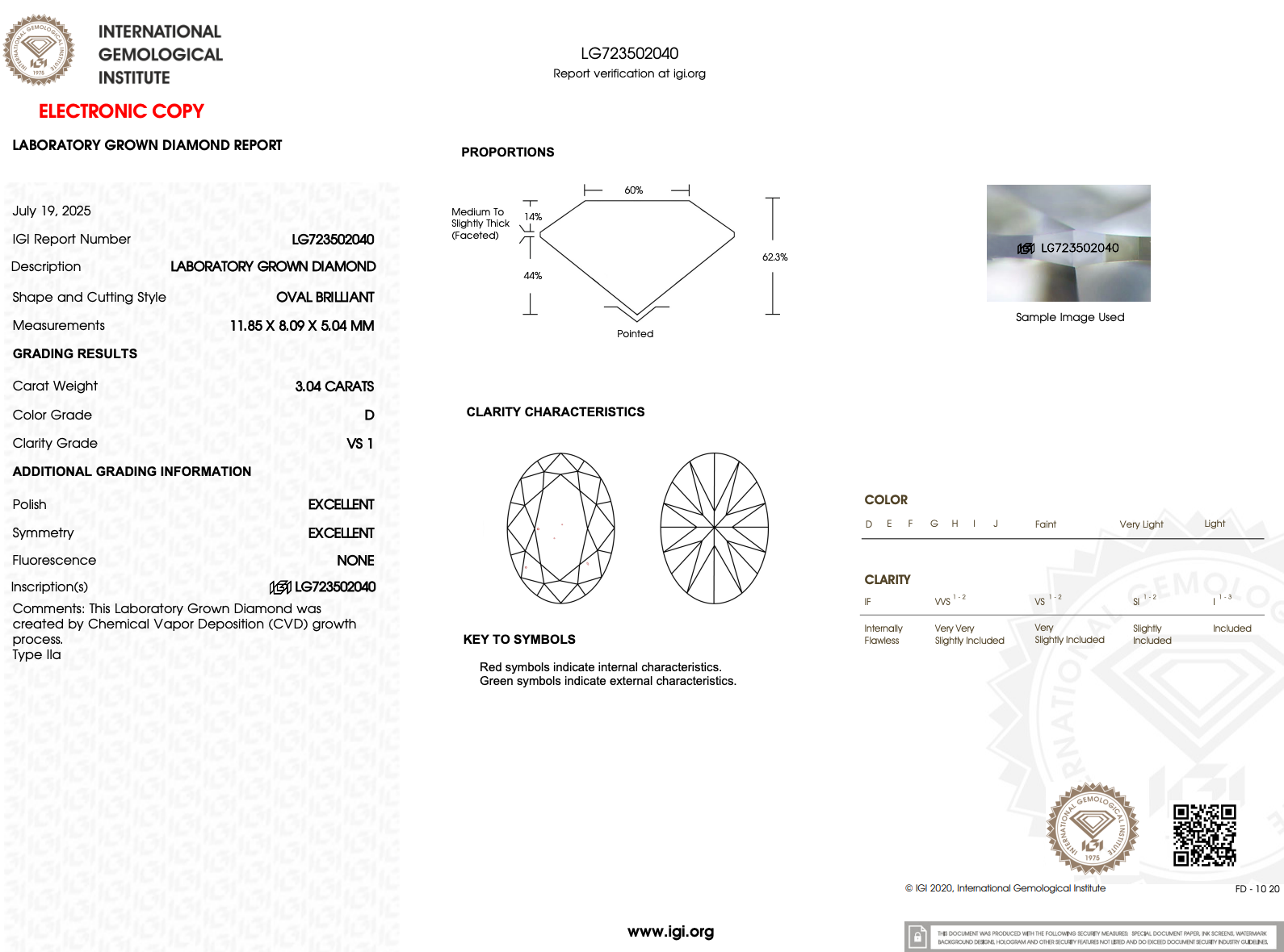 3.04ct D-VS1 Oval Lab Diamond Isabela