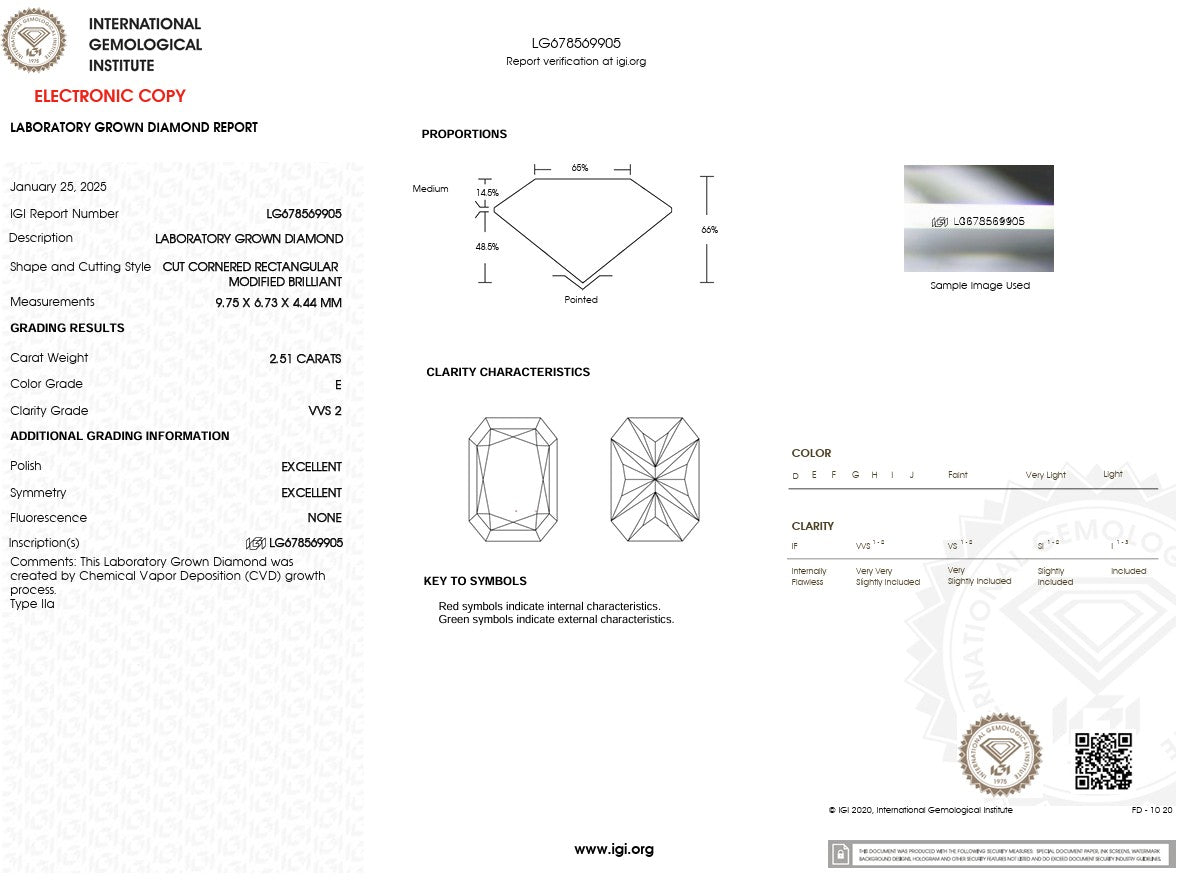 2.51ct E-VVS2 Radiant Lab Diamond Alice