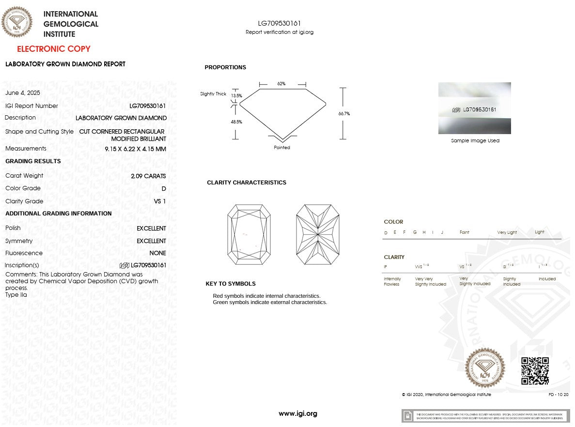 2.09ct D-VS1 Radiant Lab Diamond Caraline