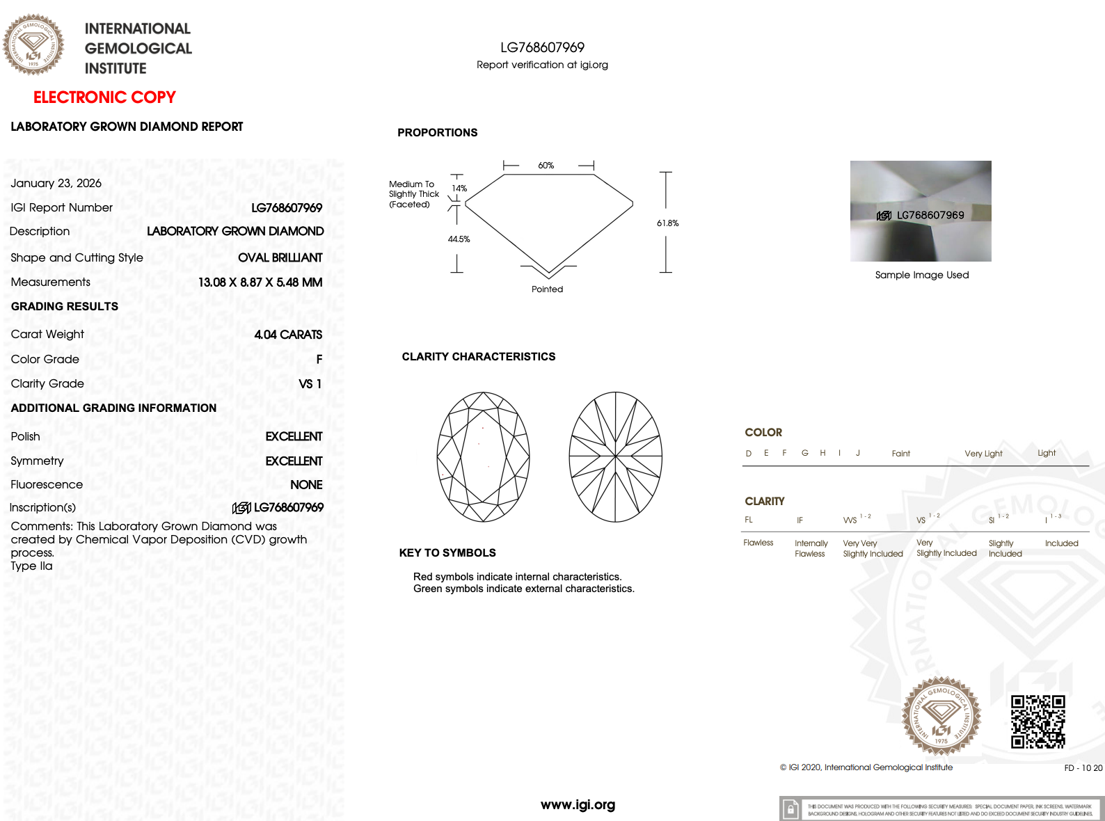 4.04ct F-VS1 Oval Lab Diamond Isabela