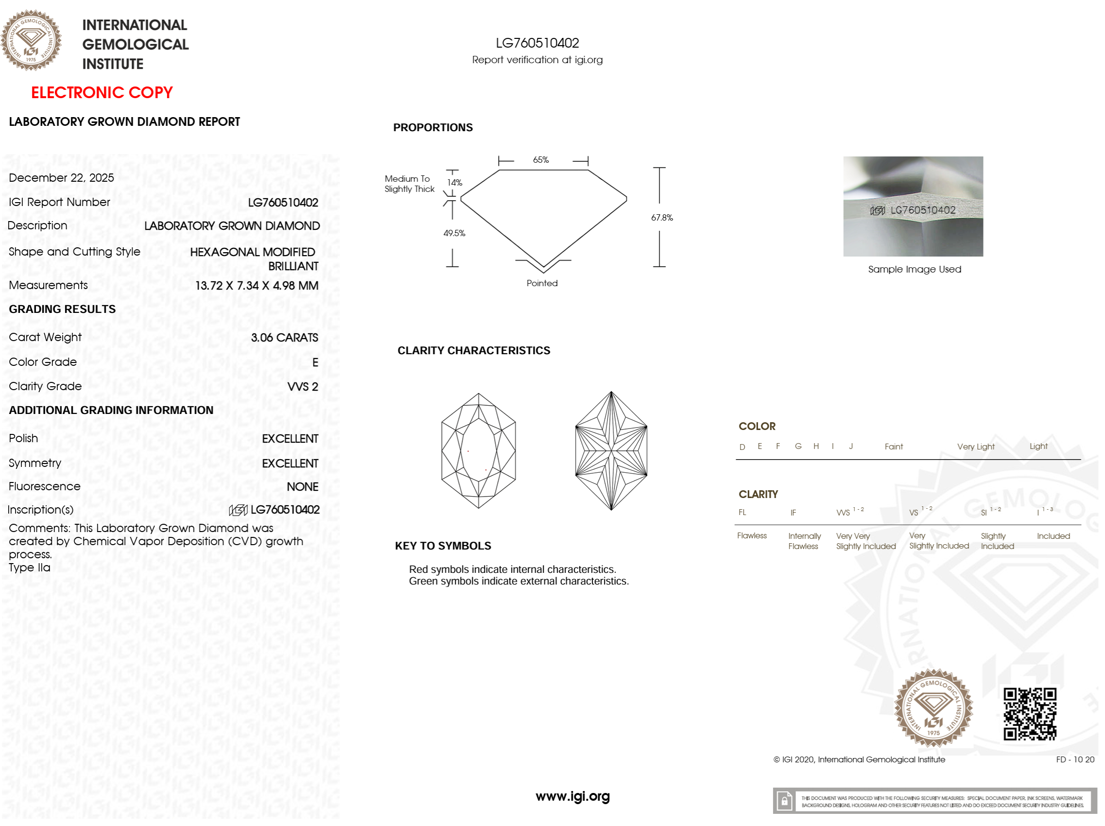 3.06 Carat E-VVS2 Dutch Marquise Lab Grown Diamond - IGI (#126430)