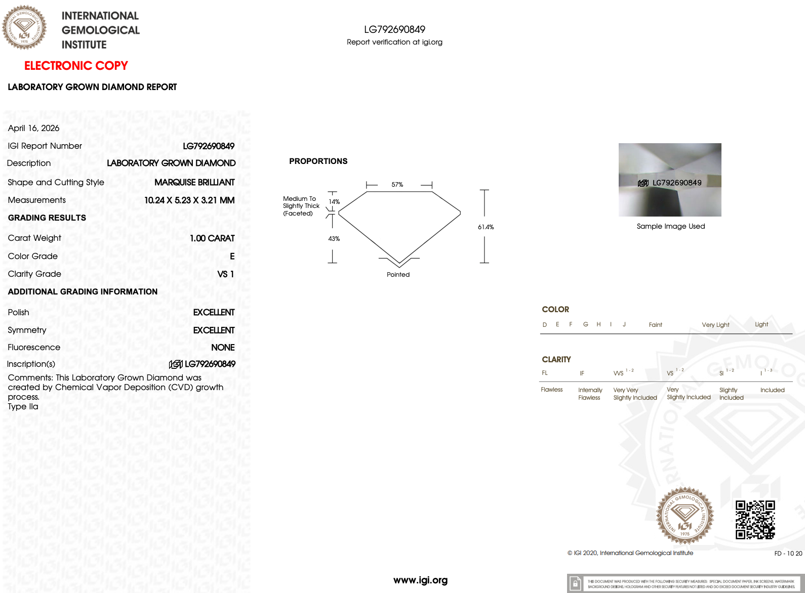 1.00ct E-VS1 Marquise Lab Diamond Isla