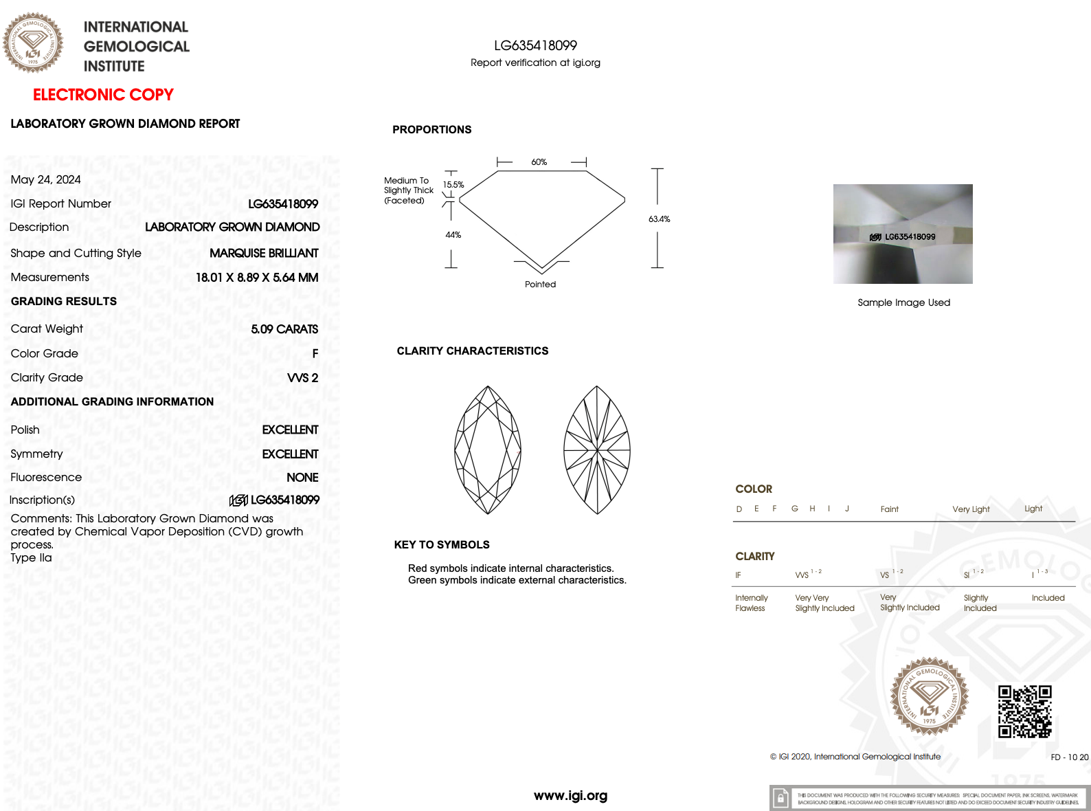 5.09ct F-VVS2 Marquise Lab Diamond Kayla
