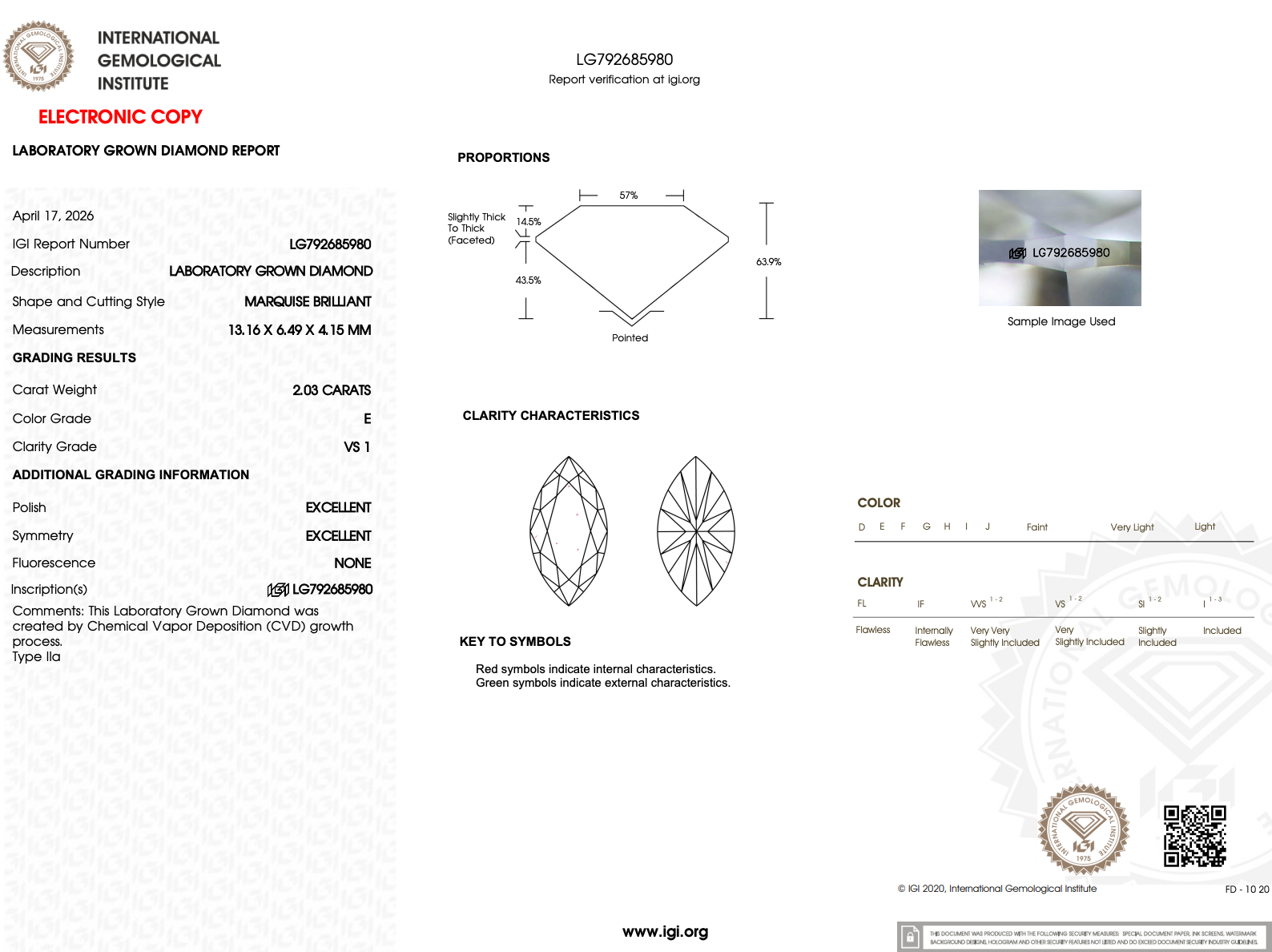 2.03ct E-VS1 Marquise Lab Diamond Nova