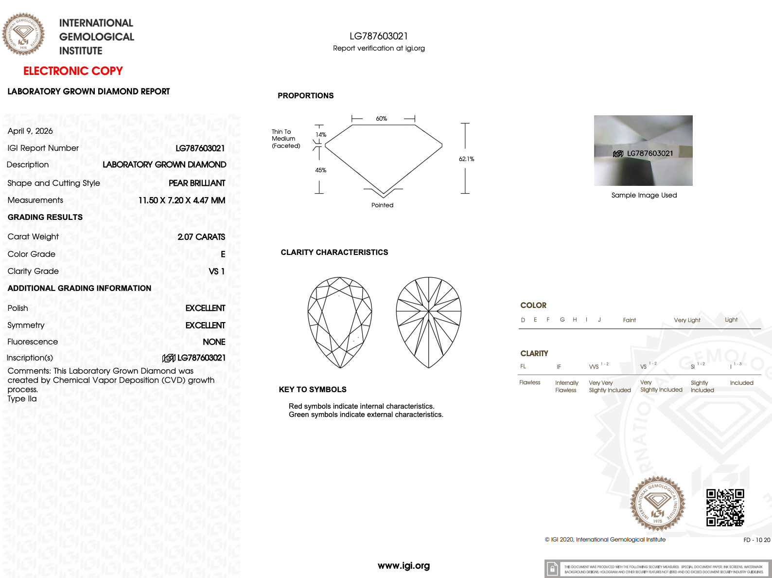 2.07ct E-VS1 Pear Lab Diamond Nova