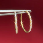 Skinny 25mm Pavé Hoops Yellow Gold