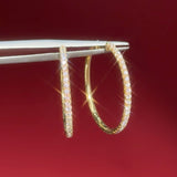 Skinny 25mm Pavé Hoops Yellow Gold