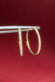 Skinny 25mm Pavé Hoops Yellow Gold