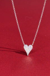 Small Pavé Heart Necklace White Gold