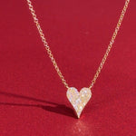 Small Pavé Heart Necklace Yellow Gold