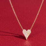 Small Pavé Heart Necklace Yellow Gold