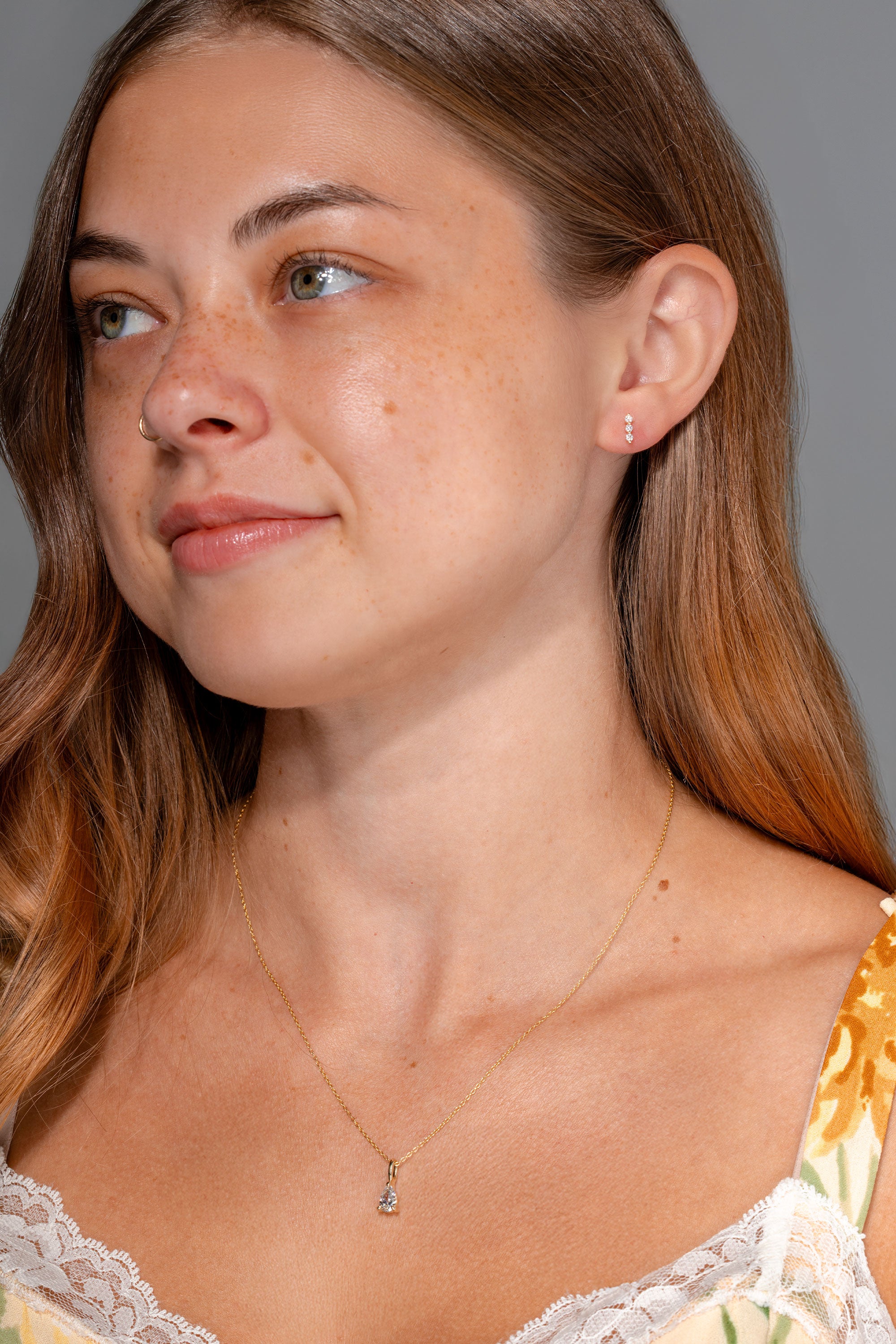 Triple Diamond Line Earrings