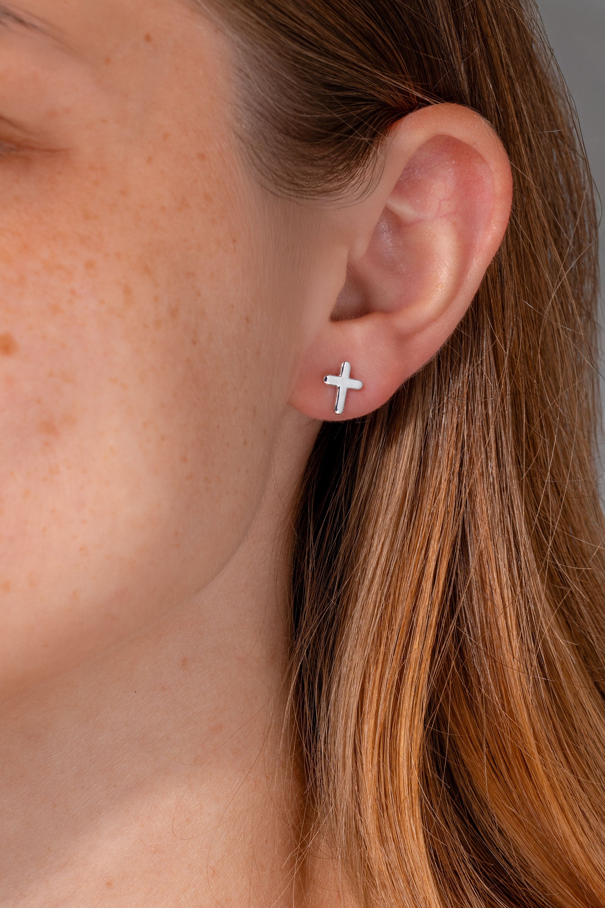 High Polish Cross Studs