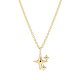 14k Yellow Gold Kira Necklace Dainty adjustable chain with star pendant solid gold high polish chain and pendant at princess bride diamonds in huntington beach california 