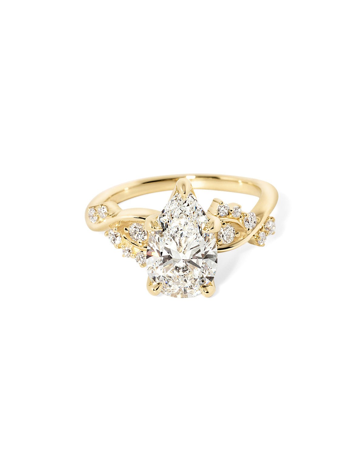 Ariel Pear engagement ring with pear-shaped center stone and wave-inspired setting at Princess Bride Diamonds jewelry store in Orange County