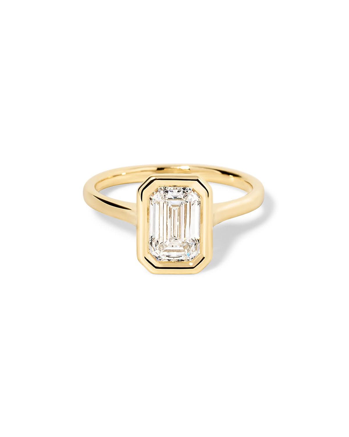 Ava Emerald High Polish Bezel - PBD Engagement Rings