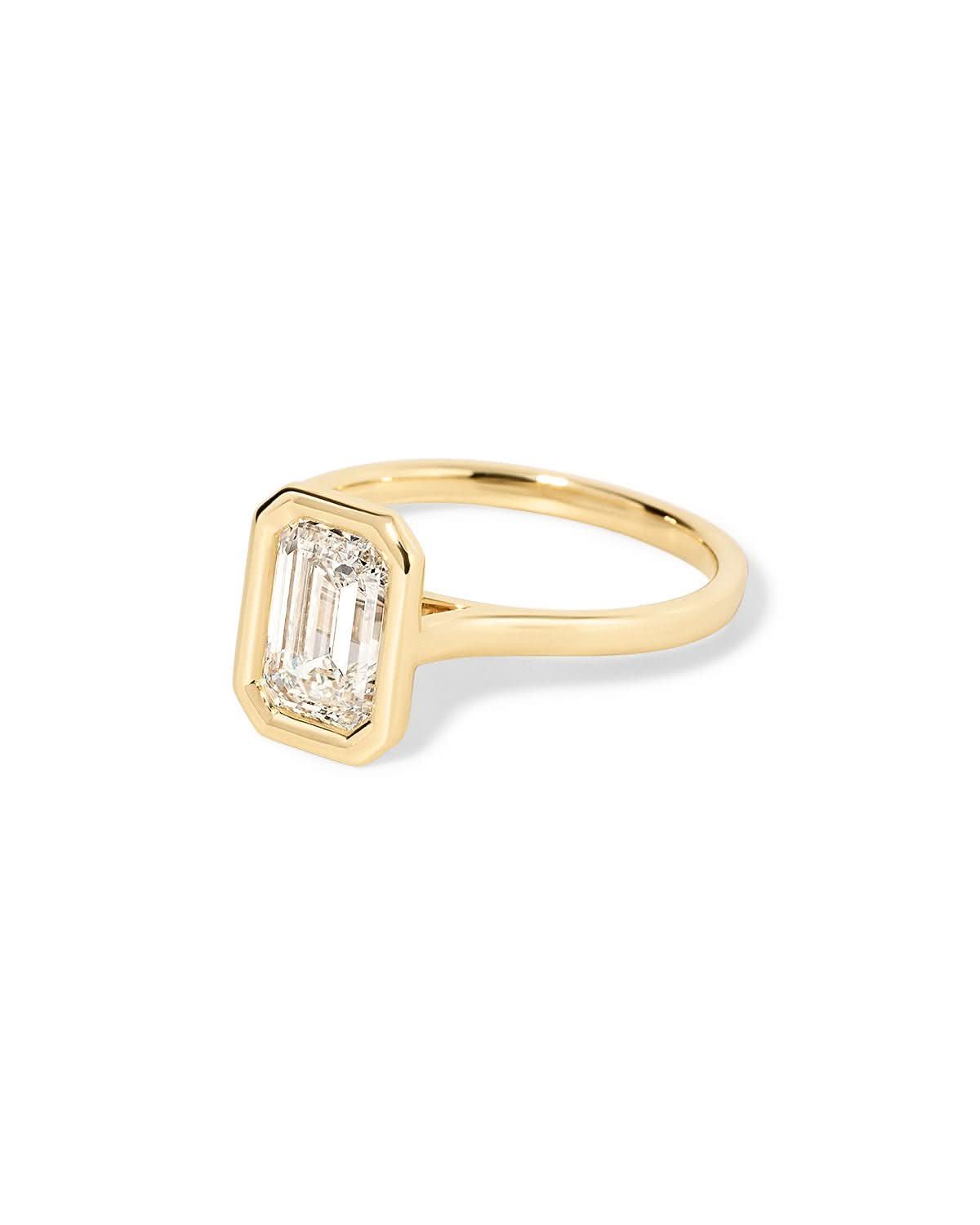 Ava Emerald High Polish Bezel - PBD Engagement Rings