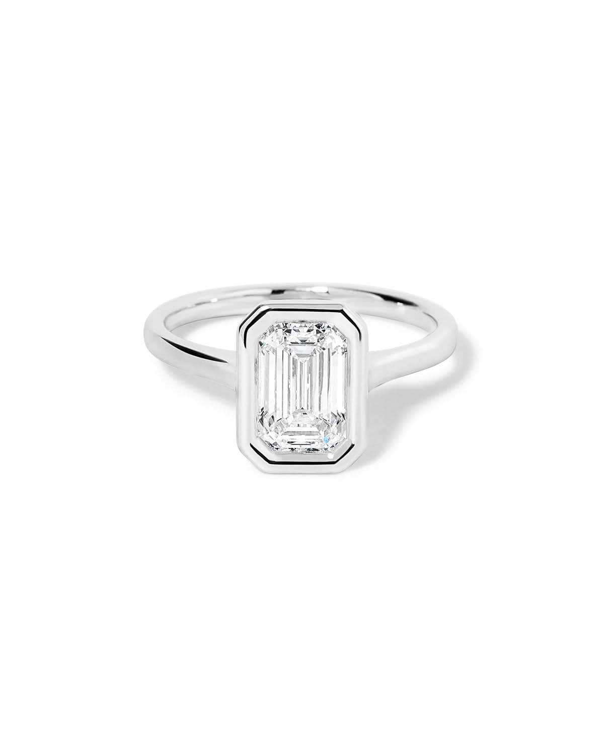 Ava Emerald High Polish Bezel - PBD Engagement Rings