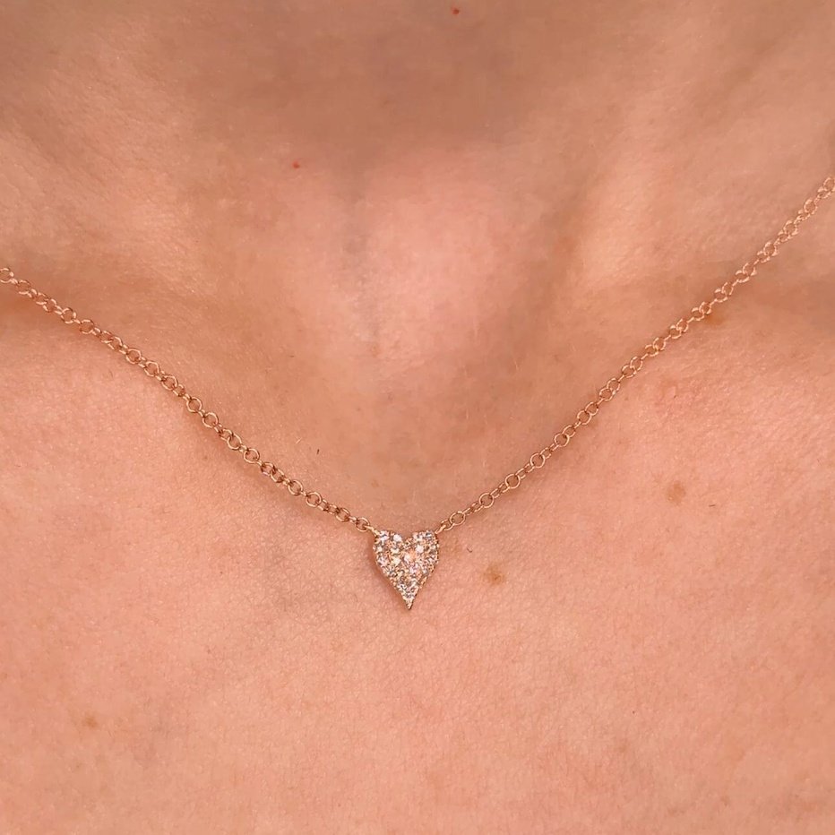 Baby Pavé Heart Necklace Rose Gold Necklaces Princess Bride Diamonds 
