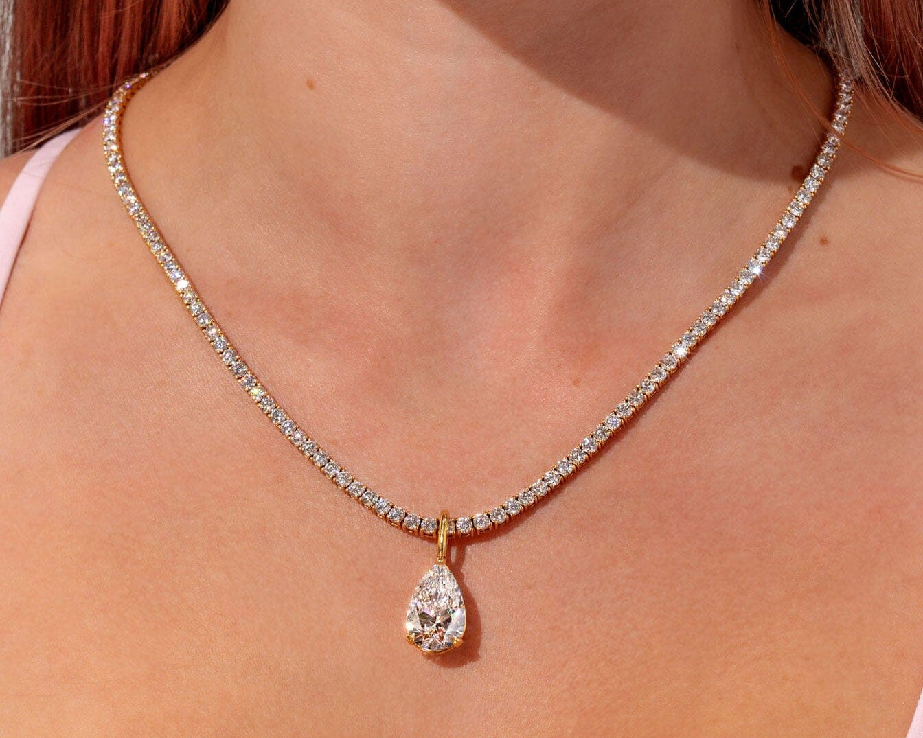 Big Pear Lab Diamond Tennis Necklace Necklaces Princess Bride Diamonds 