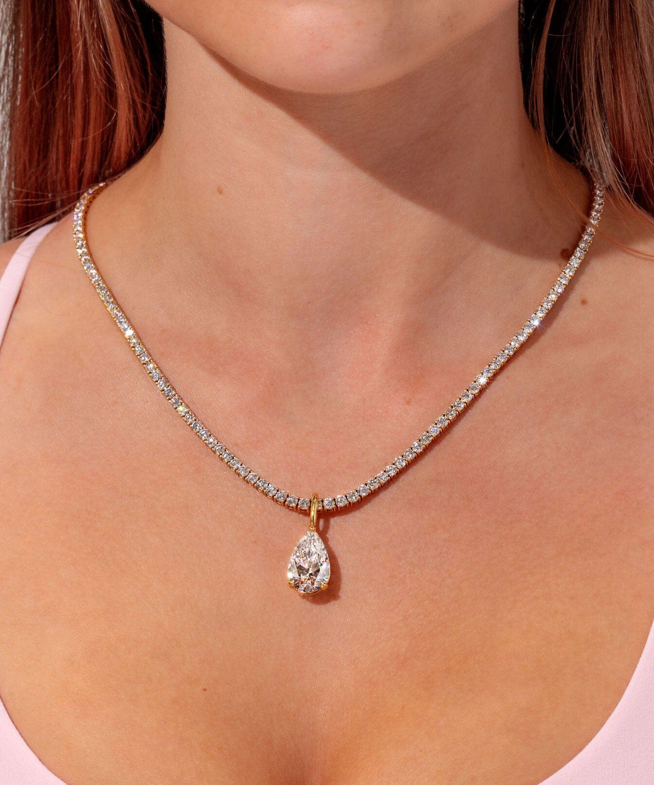 Big Pear Lab Diamond Tennis Necklace Necklaces Princess Bride Diamonds 