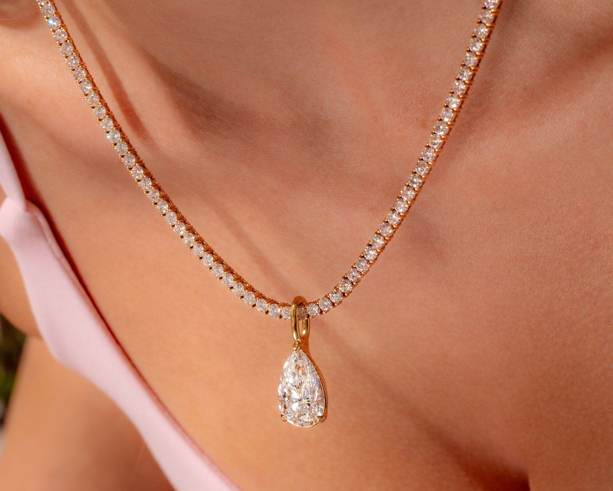 Big Pear Lab Diamond Tennis Necklace Necklaces Princess Bride Diamonds 