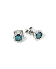 Blue Diamond Halo Studs - PBD Earrings
