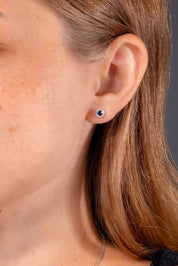 Blue Sapphire Halo Studs - PBD Earrings