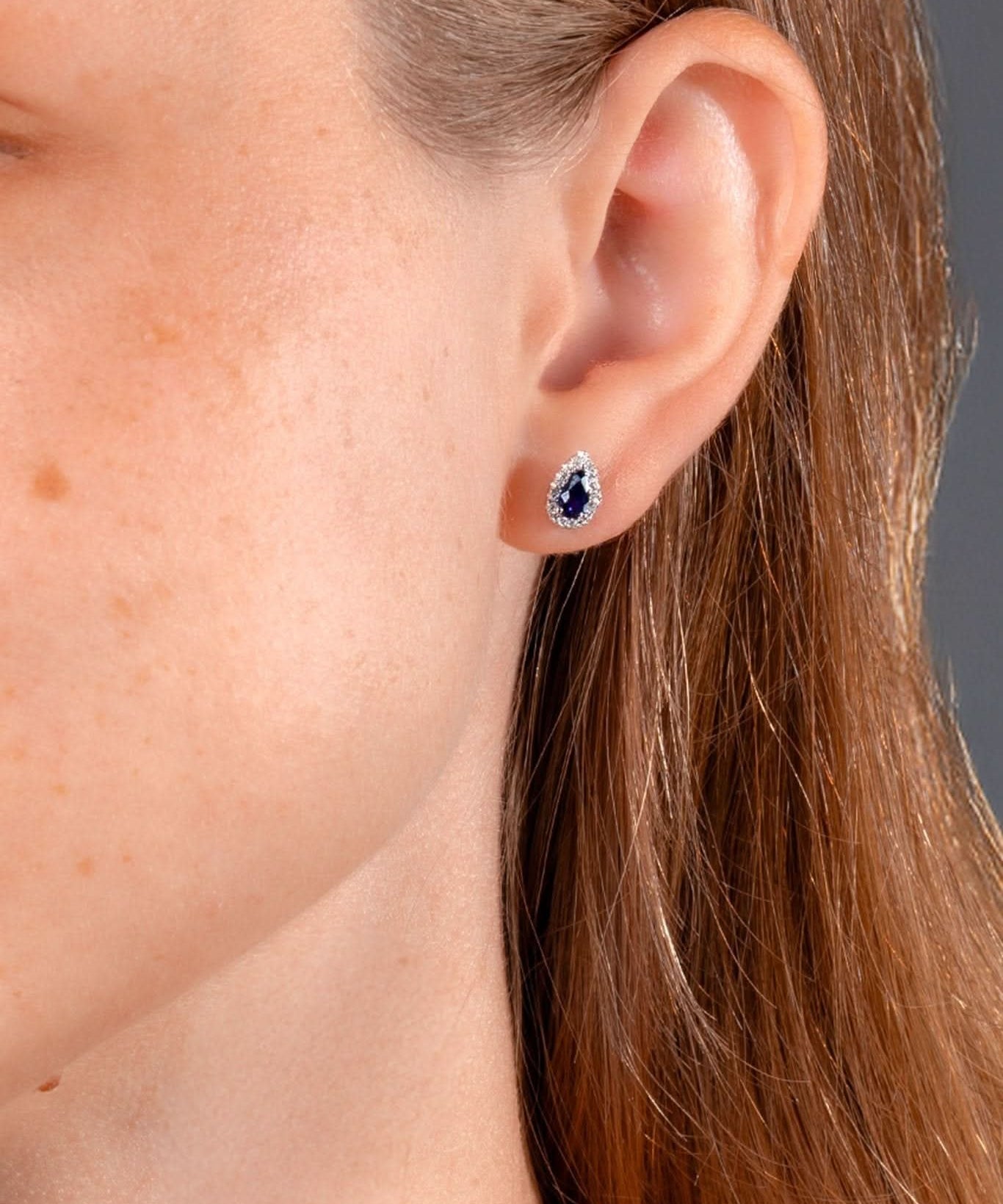 Blue Sapphire Halo Studs - PBD Earrings