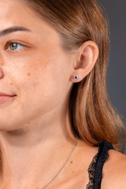 Blue Sapphire Halo Studs - PBD Earrings