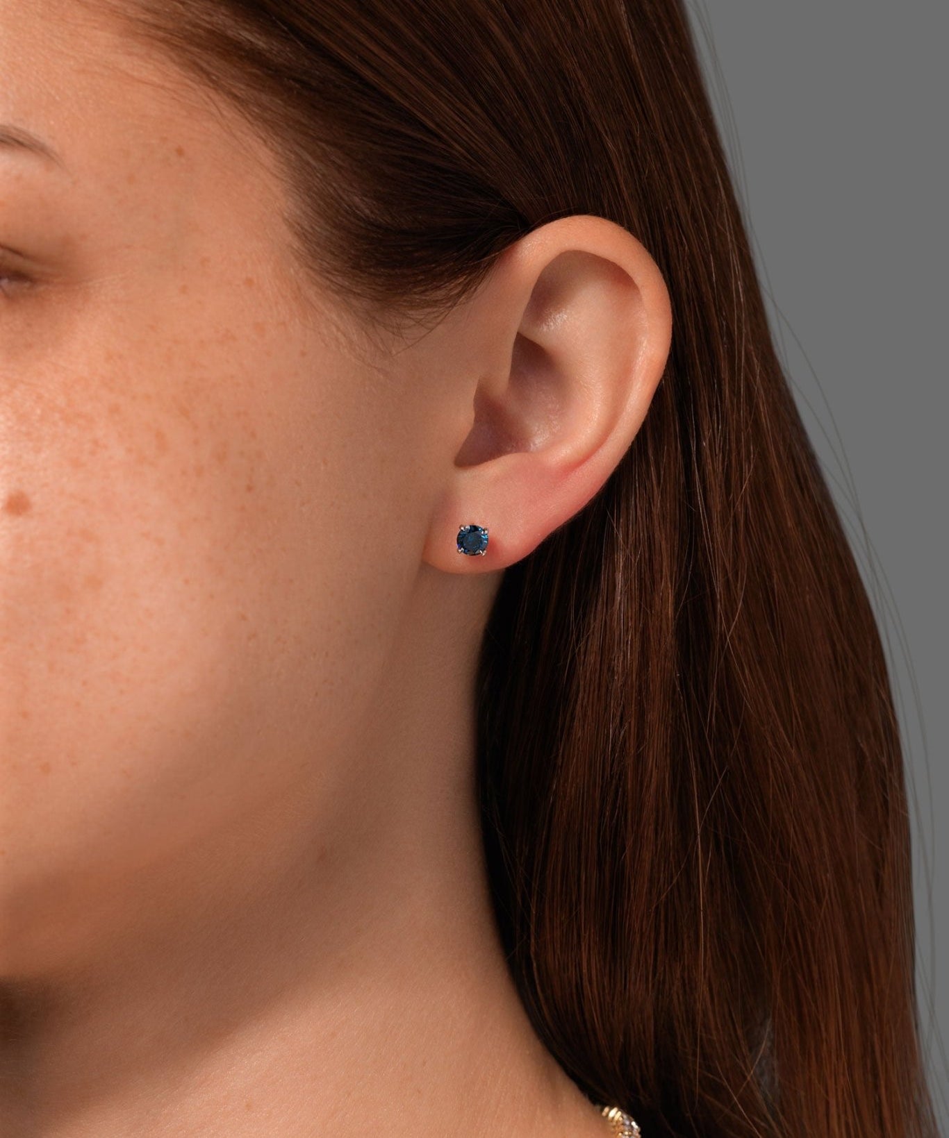 Blue Treated Natural Diamond Studs - PBD Earrings