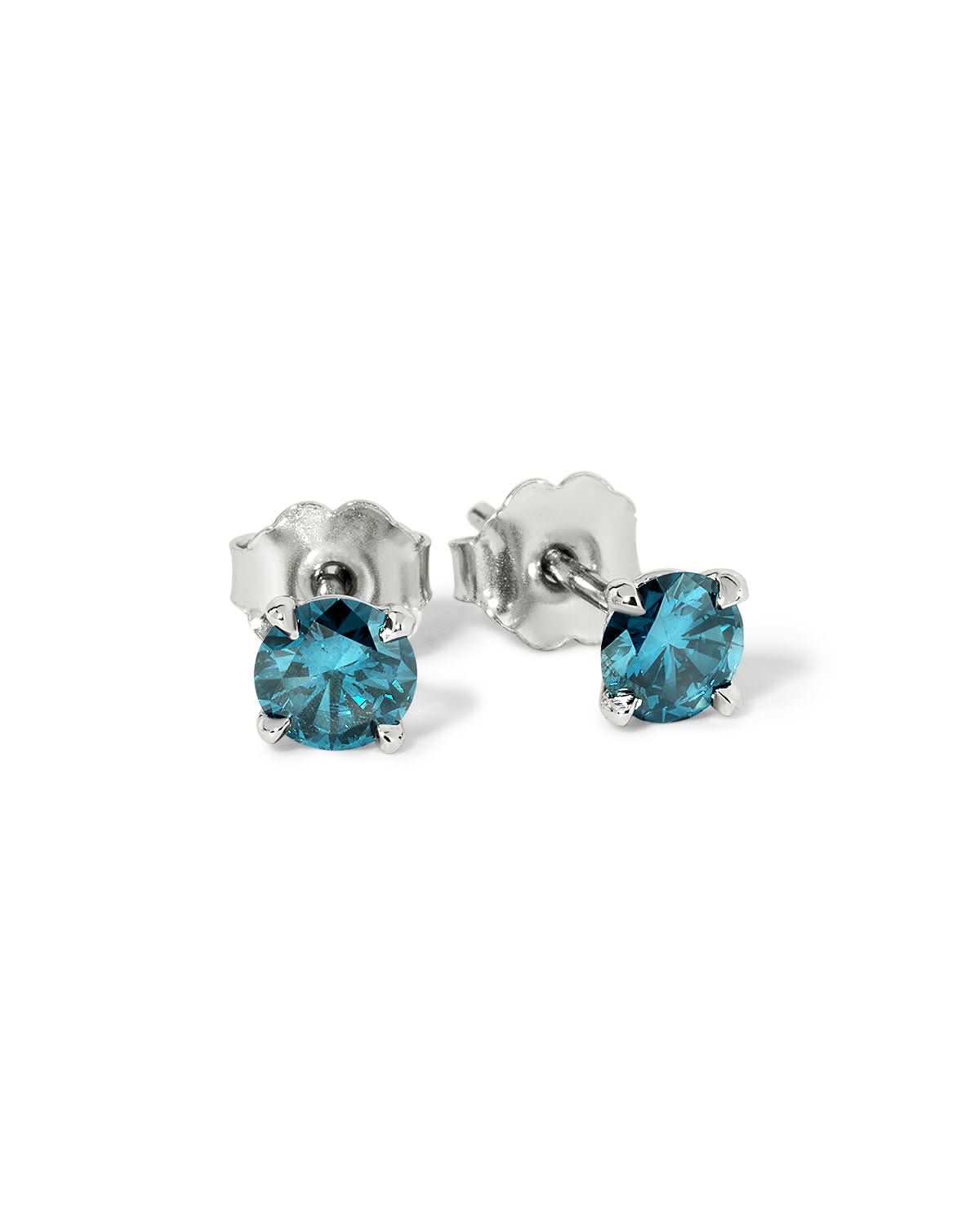 Blue Treated Natural Diamond Studs - PBD Earrings