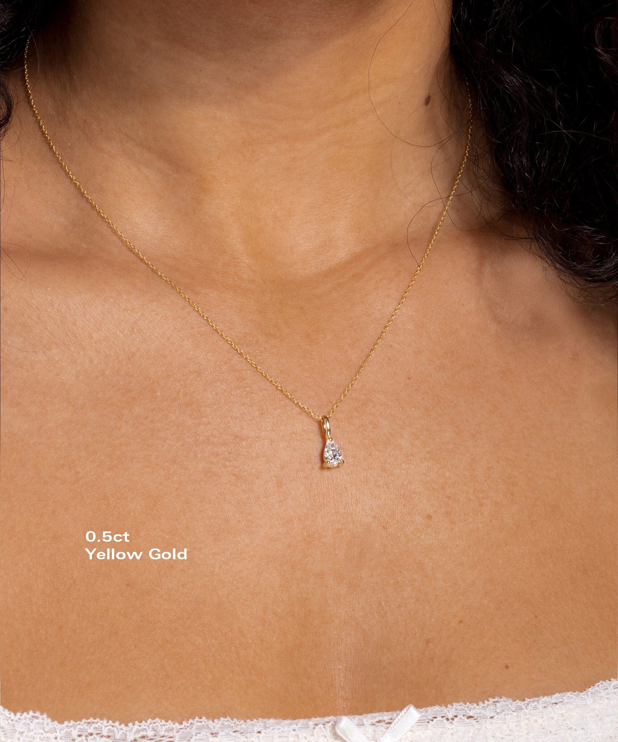 Brandi Pear Necklace Necklaces Princess Bride Diamonds 0.5ct 14K Yellow Gold 