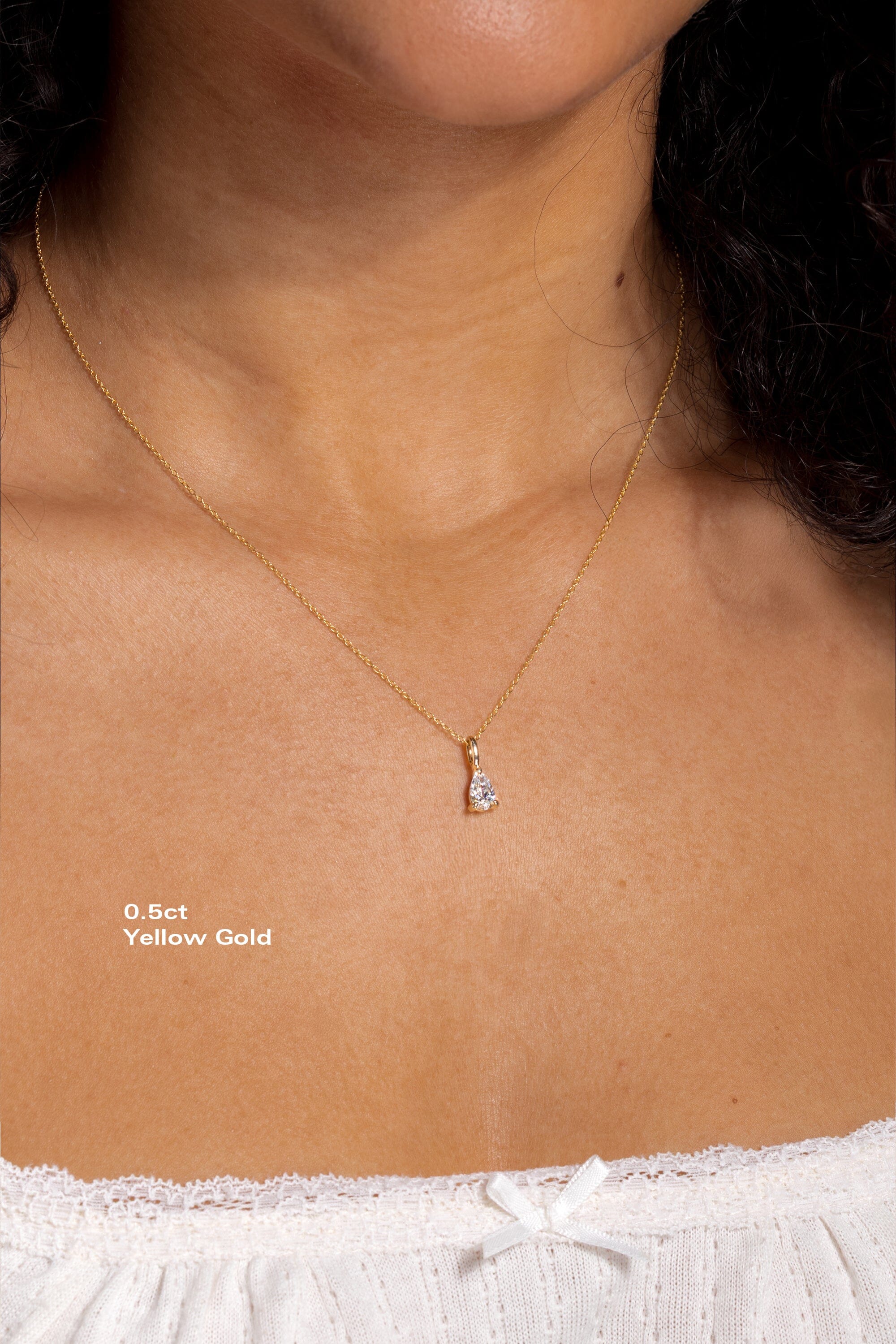 Brandi Pear Necklace Necklaces Princess Bride Diamonds 0.5ct 14K Yellow Gold 
