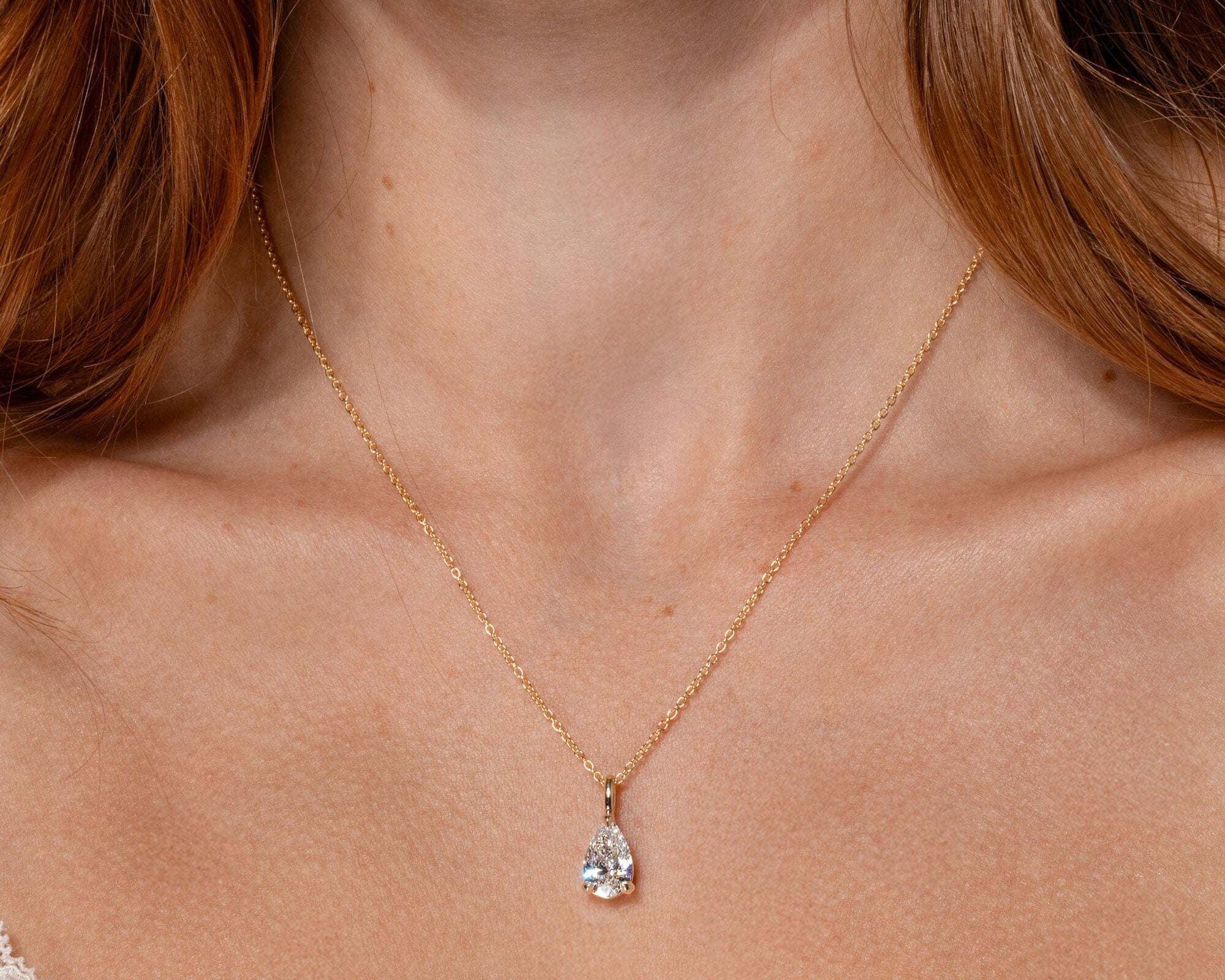 Brandi Pear Necklace Necklaces Princess Bride Diamonds 2ct 14K Yellow Gold 