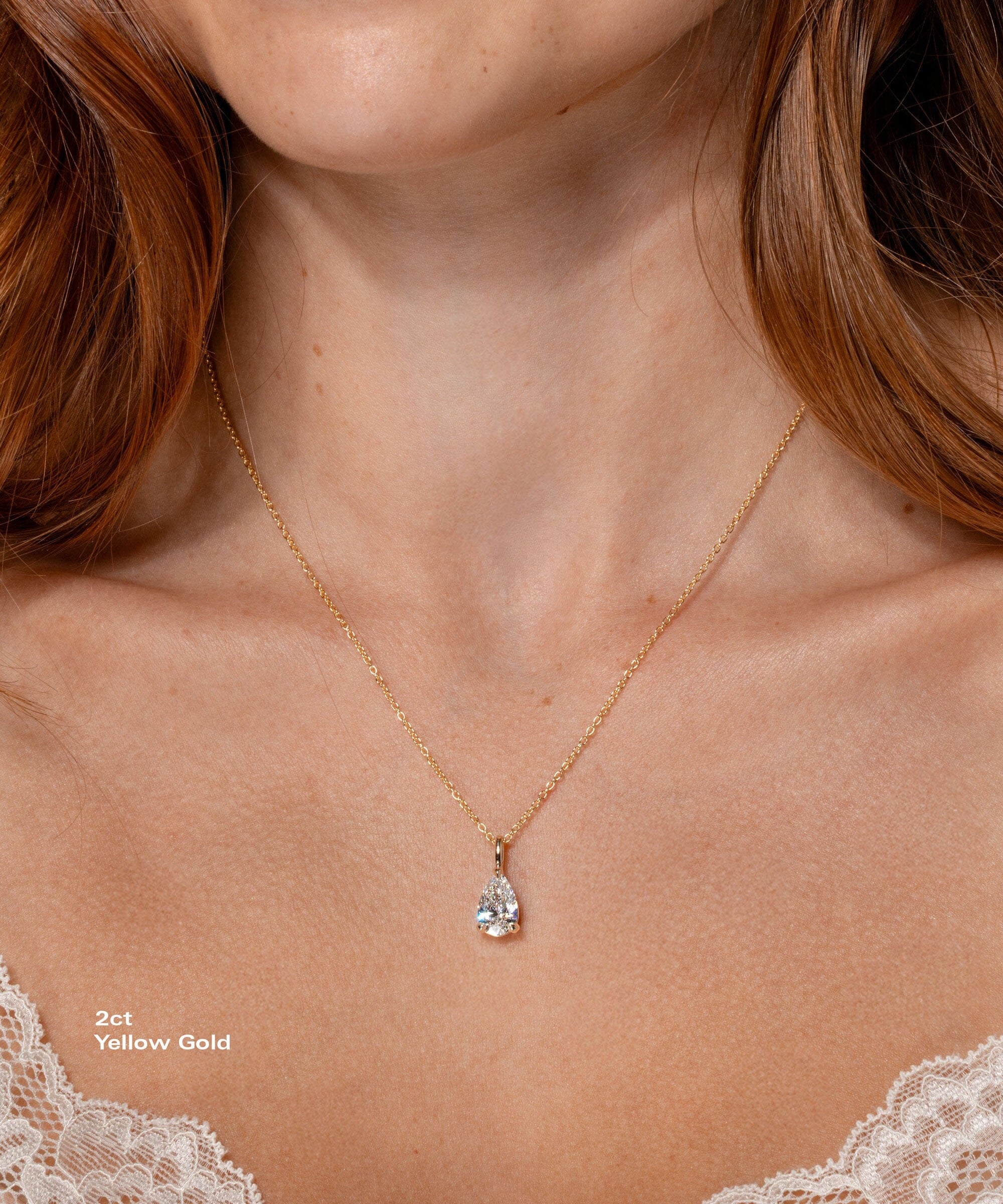 Brandi Pear Necklace Necklaces Princess Bride Diamonds 2ct 14K Yellow Gold 