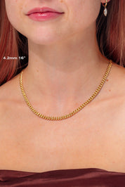 Bubble Cuban Link Chain Necklaces Princess Bride Diamonds 4.2mm / 16" / 14K Yellow Gold / 28.24g 