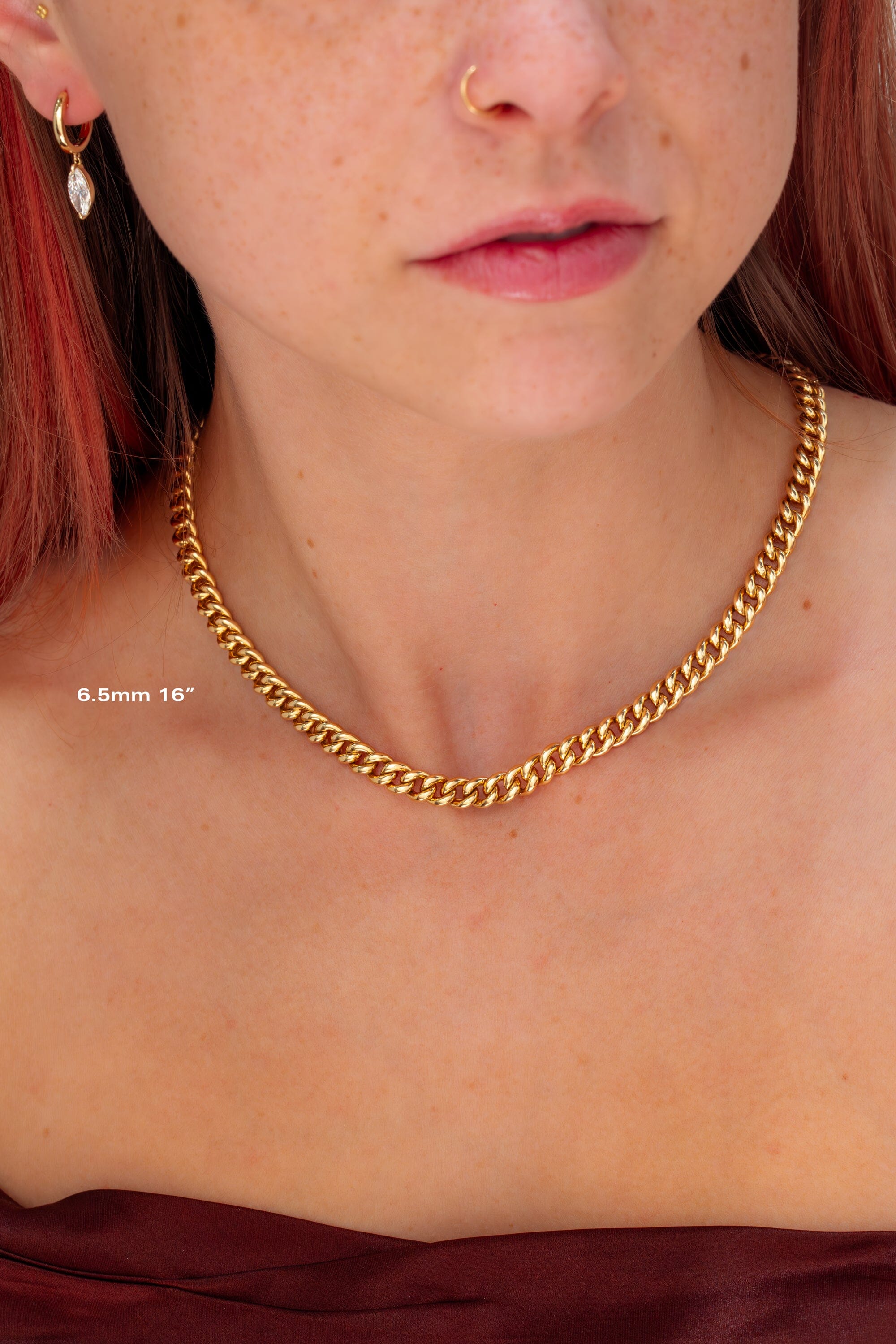 Bubble Cuban Link Chain Necklaces Princess Bride Diamonds 6.5mm / 16" / 18K Yellow Gold / 70.03g 