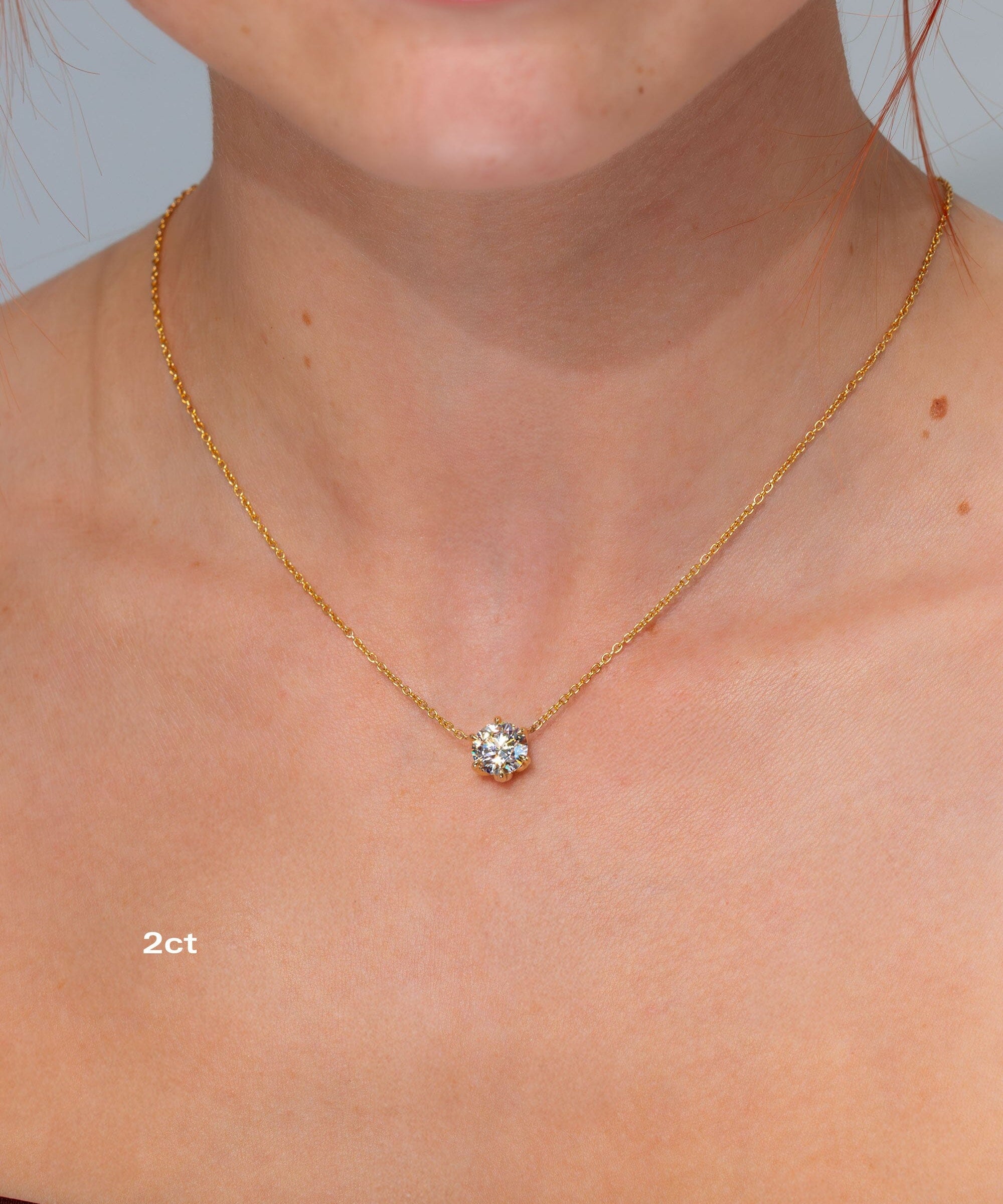 Caraline Round Diamond Pendant Necklaces Princess Bride Diamonds 2ct 14K Yellow Gold 