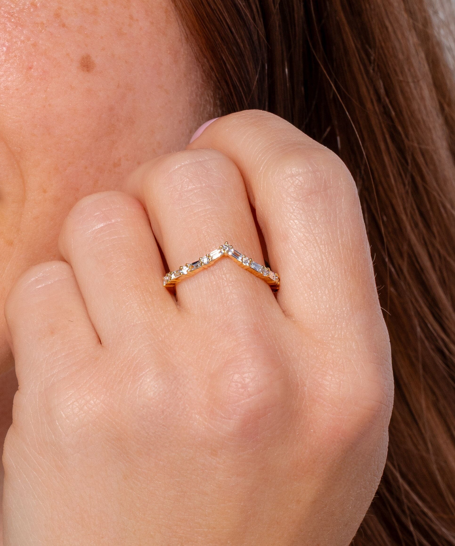 Chevron Round and Baguette Diamond Ring Rings Princess Bride Diamonds 