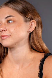 Citrine & Diamond Heart Studs - PBD Earrings