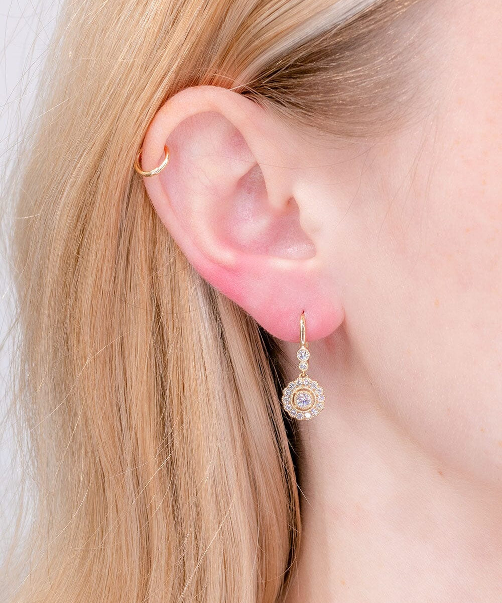 Claire Round Vintage Drop Earrings Earrings Princess Bride Diamonds 
