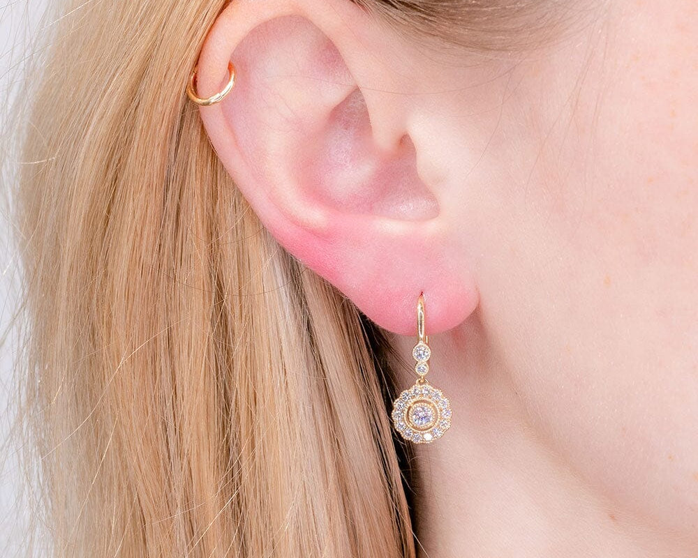 Claire Round Vintage Drop Earrings Earrings Princess Bride Diamonds 